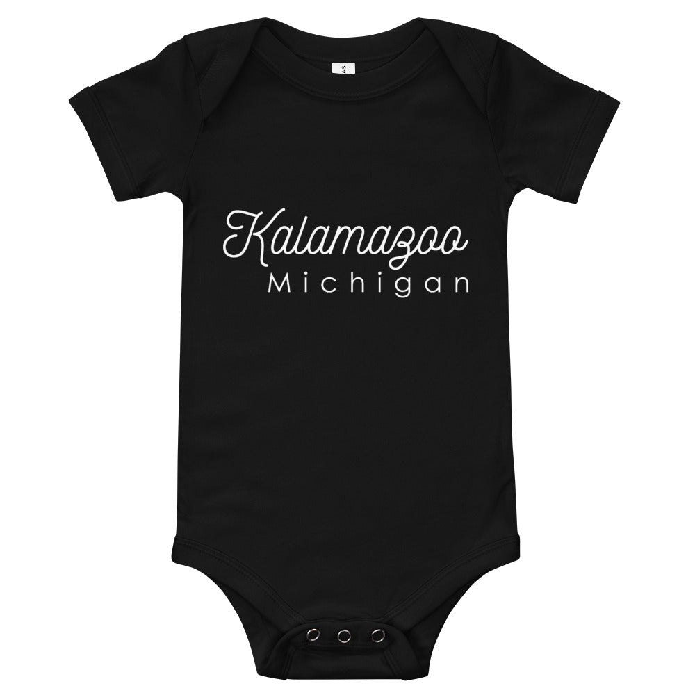 Kalamazoo Cursive Baby Onesie – Promise Land Essentials